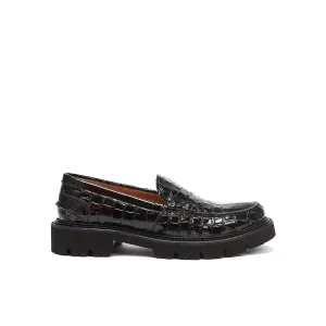 Penny loafer black crocodile