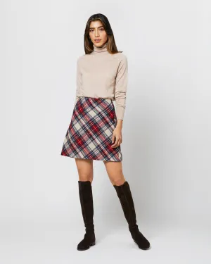 Penny Skirt in Red/Blue/Natural Tartan Jacquard