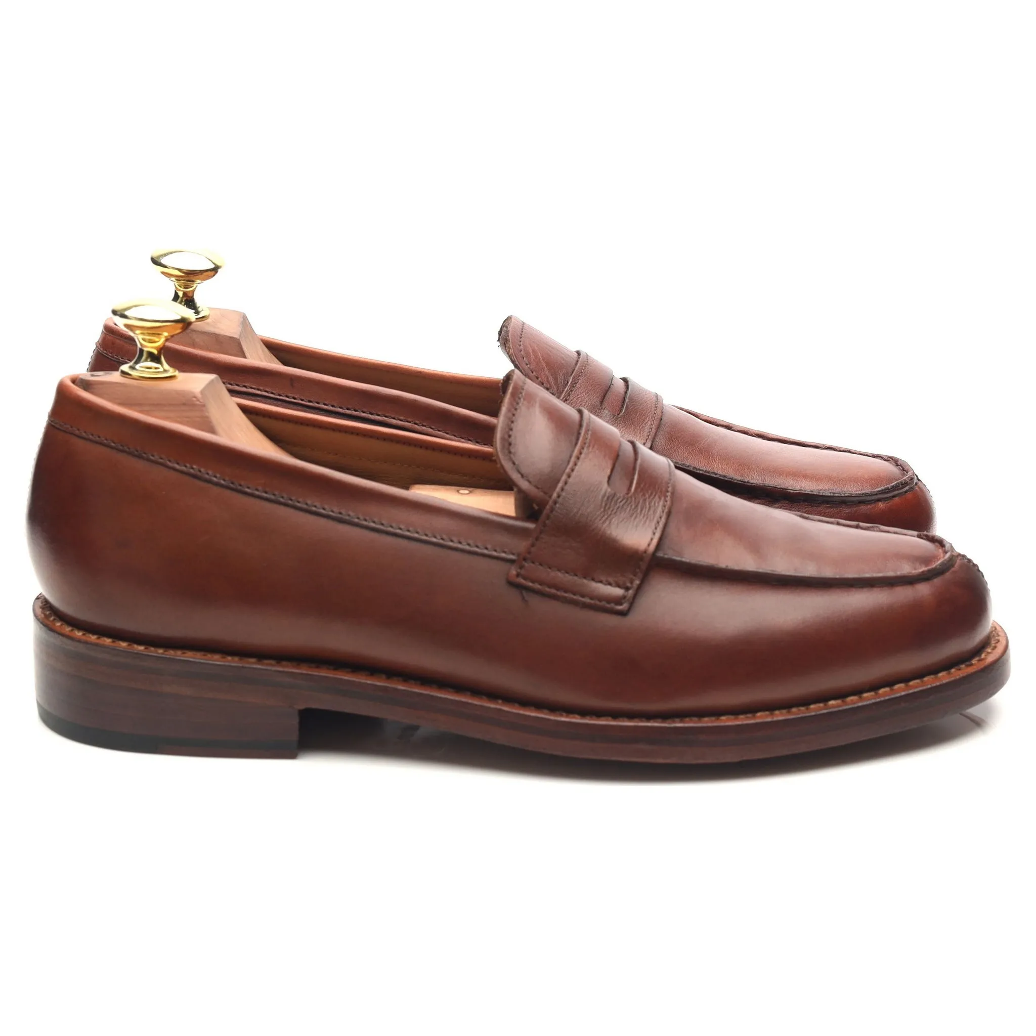 'Peter' Tan Brown Leather Loafers UK 7.5 E