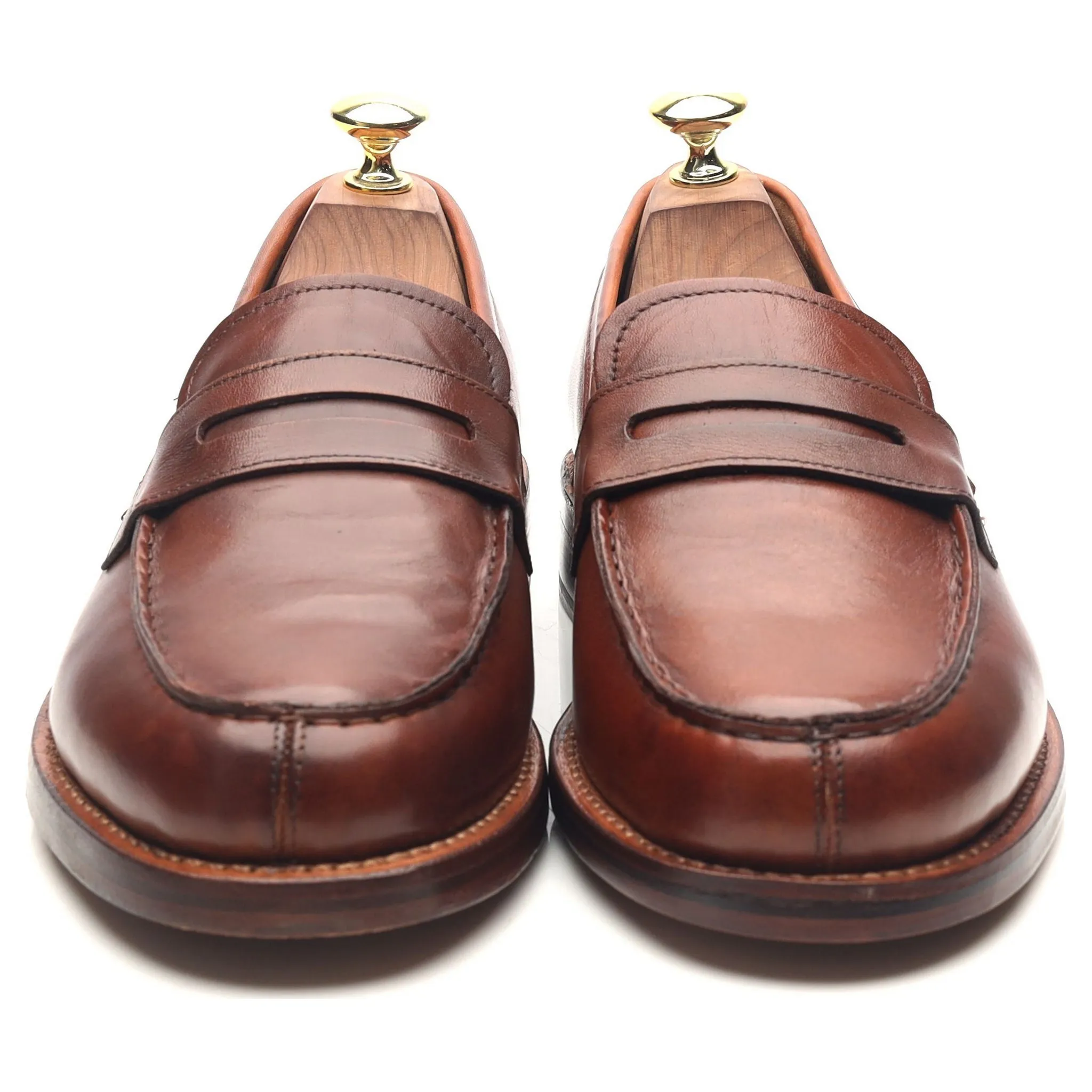 'Peter' Tan Brown Leather Loafers UK 7.5 E