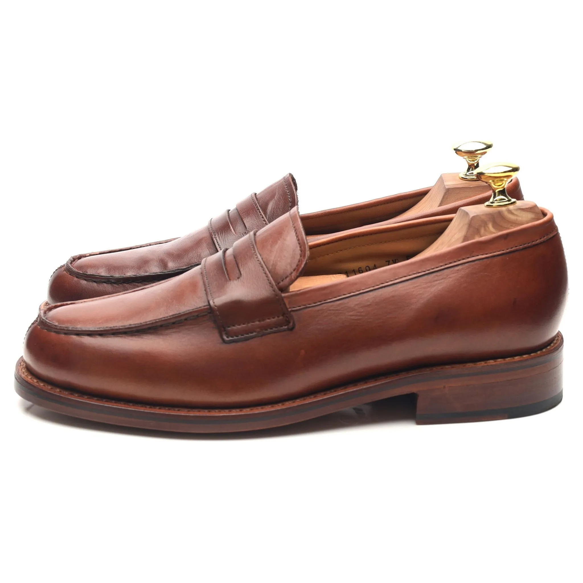 'Peter' Tan Brown Leather Loafers UK 7.5 E