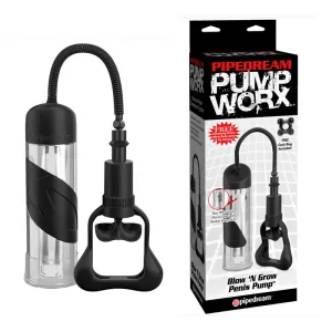 Pipedream Pump Worx Blow 'N Grow Penis Pump Clear/Black