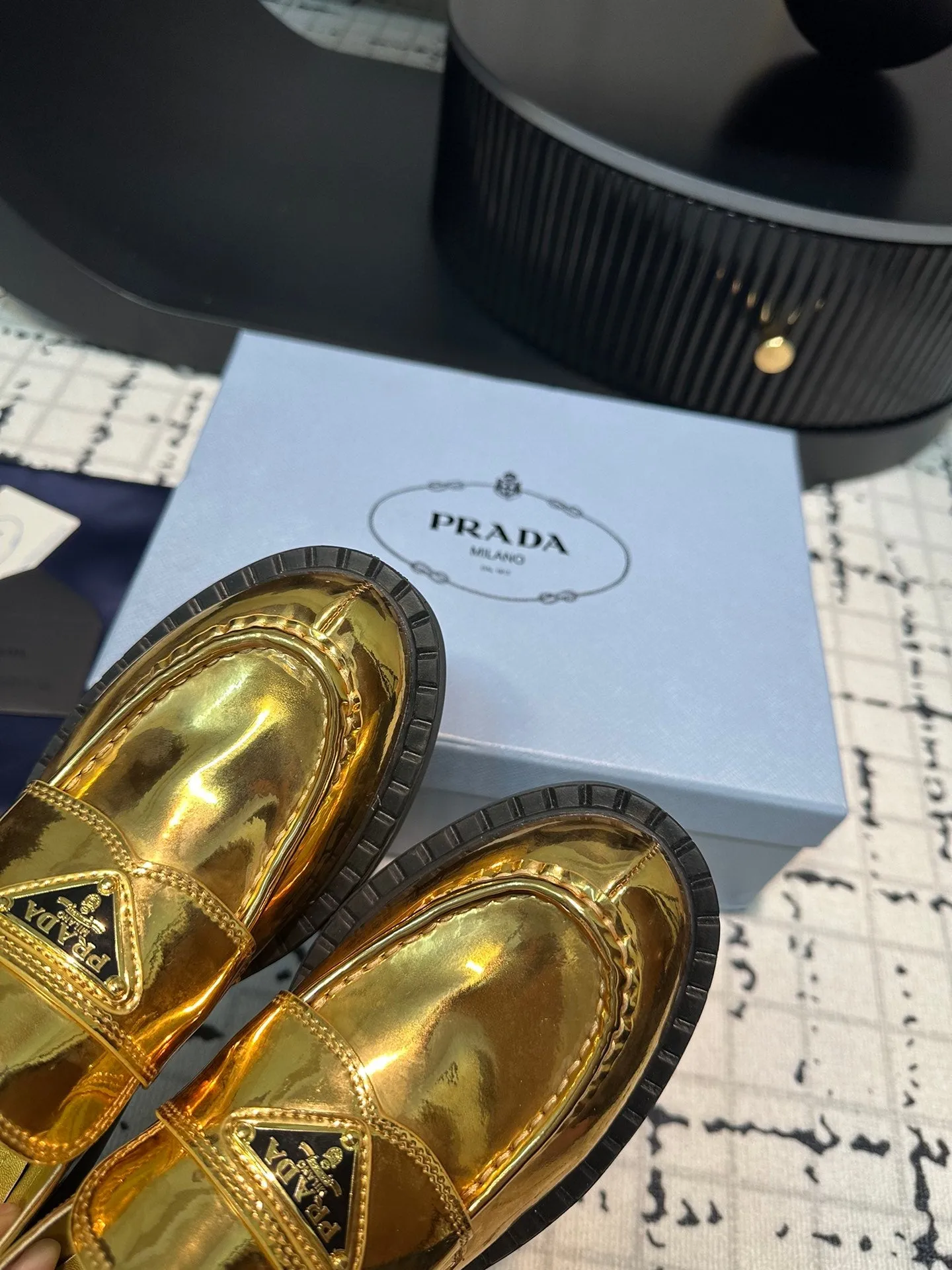 PRA SCHOCOLATE BRUSHED LOAFERS METALLIC GOLD CALFSKIN