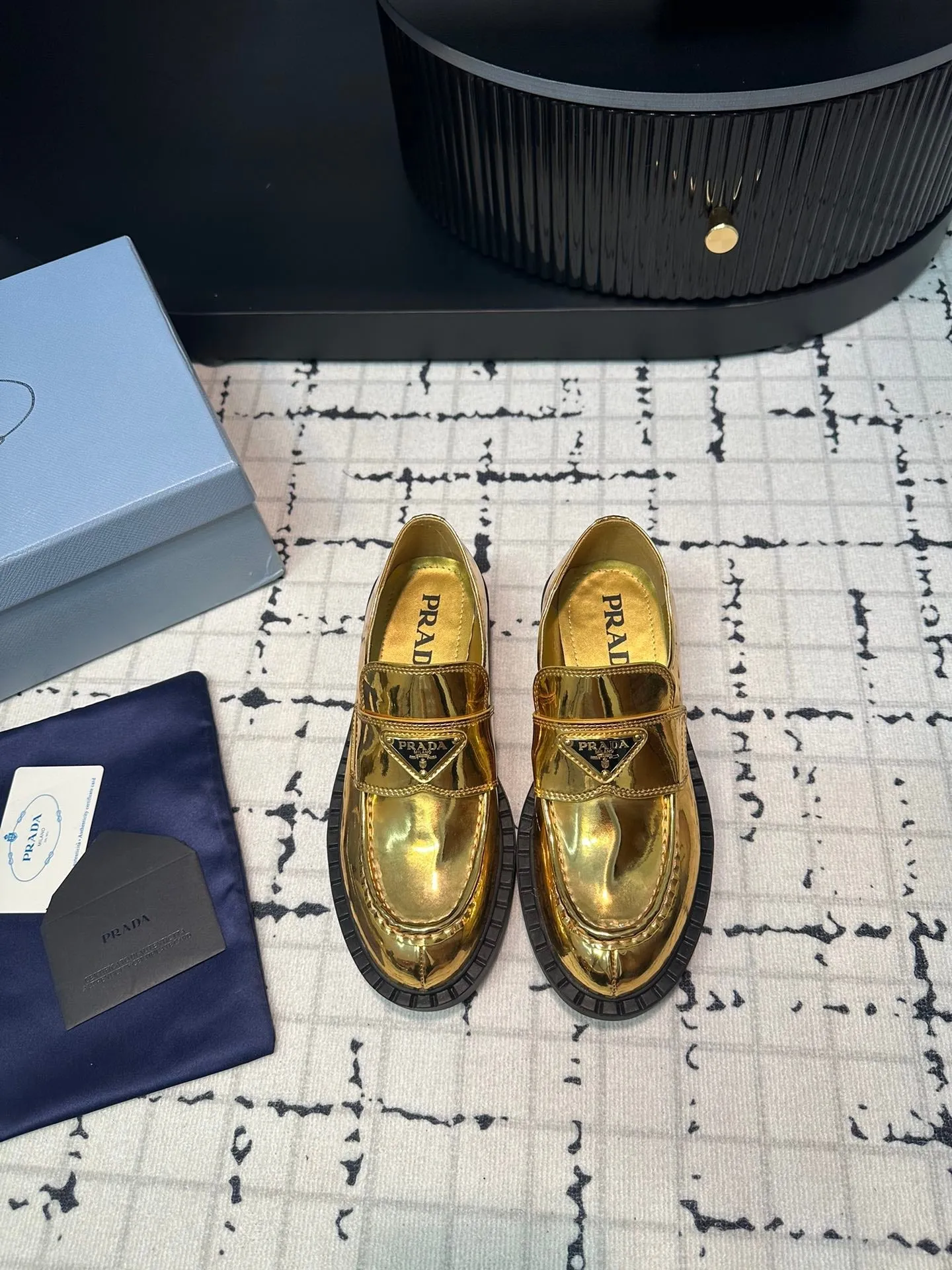 PRA SCHOCOLATE BRUSHED LOAFERS METALLIC GOLD CALFSKIN