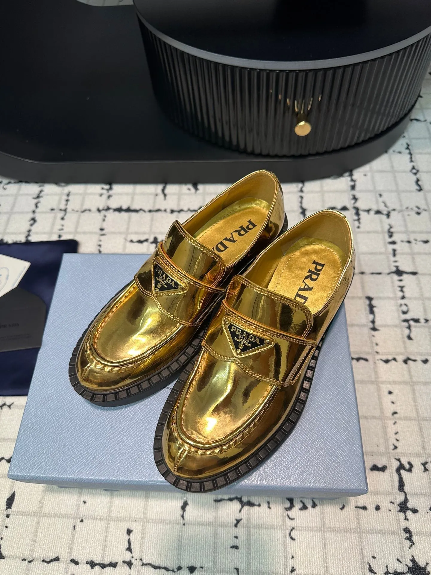 PRA SCHOCOLATE BRUSHED LOAFERS METALLIC GOLD CALFSKIN