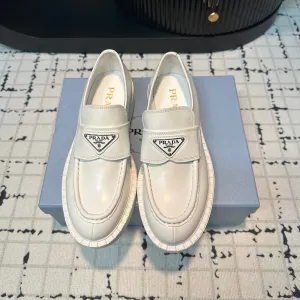 PRA SCHOCOLATE BRUSHED LOAFERS WHITE CALFSKIN