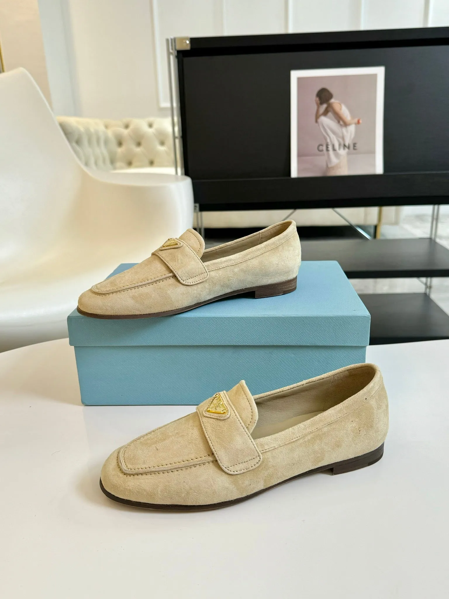 PRA SUEDE LOAFERS FLAX CALFSKIN