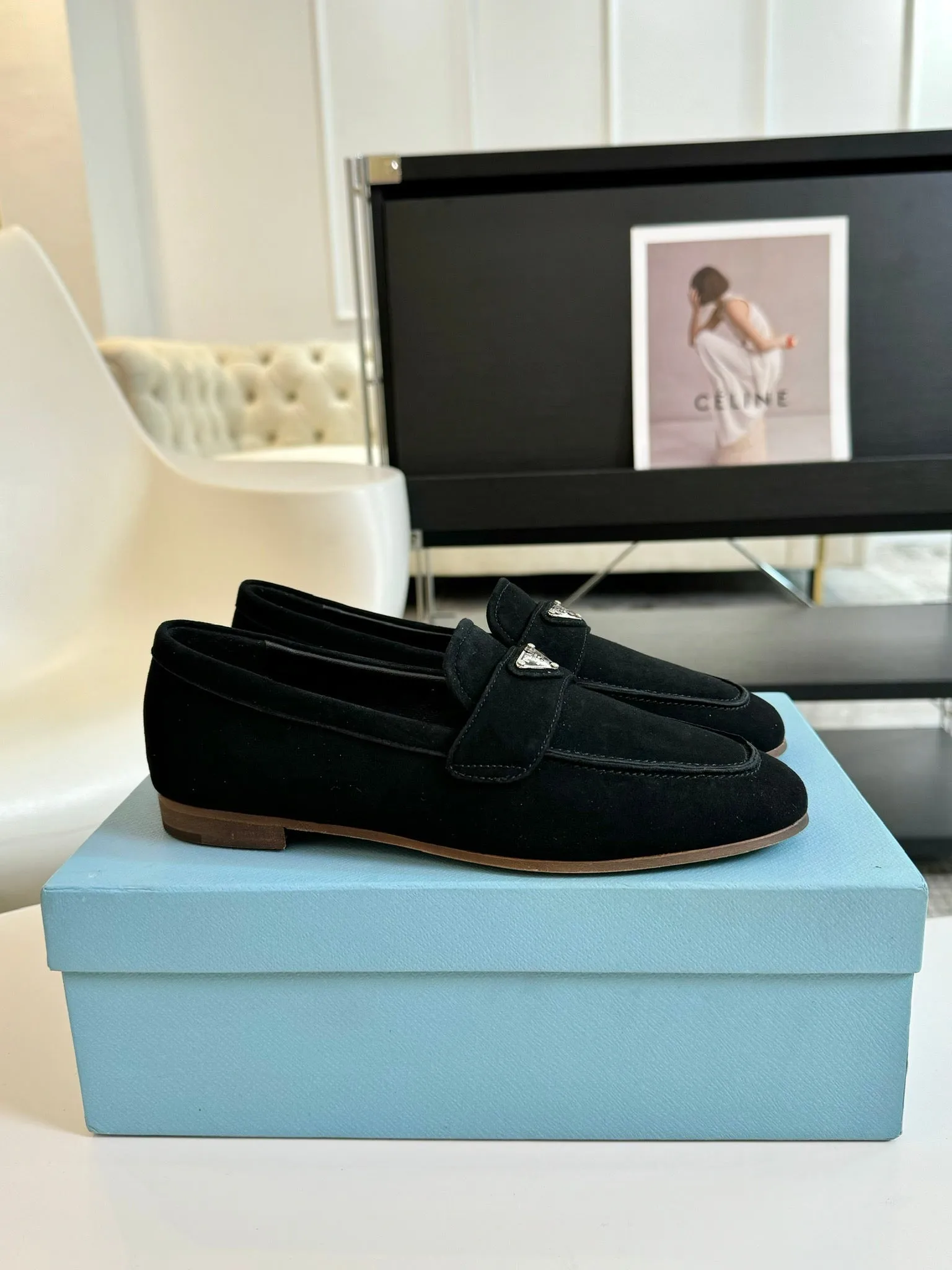 PRA SUEDE LOAFERS PITCH BLACK CALFSKIN