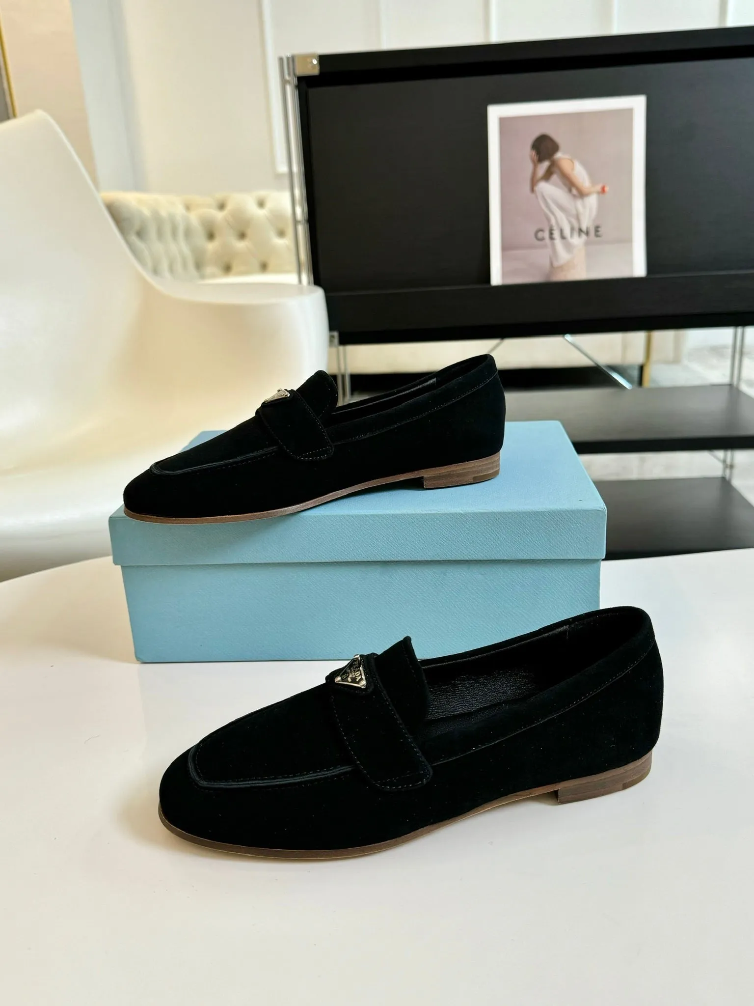 PRA SUEDE LOAFERS PITCH BLACK CALFSKIN