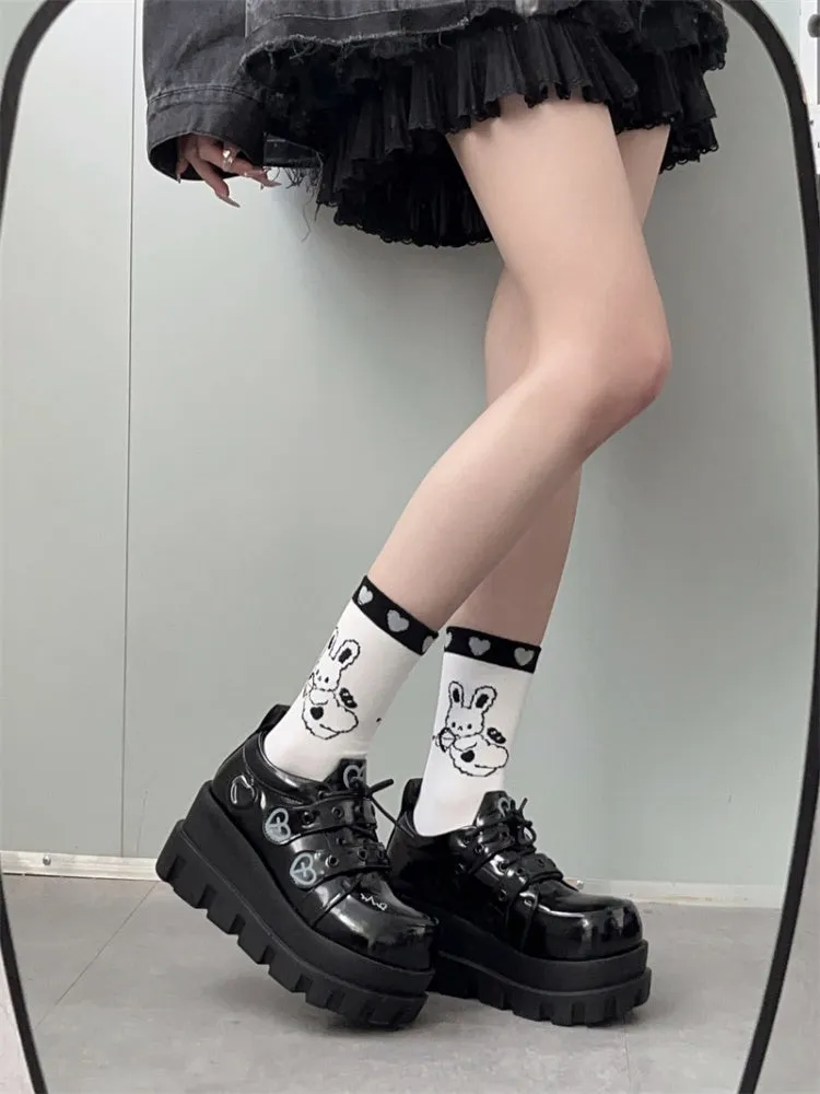 Punk Water Heart Cross Platform Shoes【s0000001907】