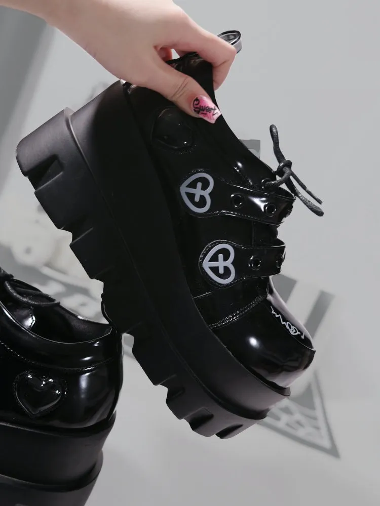 Punk Water Heart Cross Platform Shoes【s0000001907】