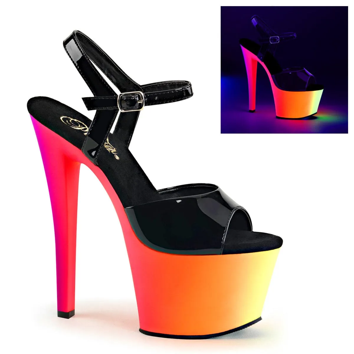 RAINBOW-309UV Black Patent/Neon Multi