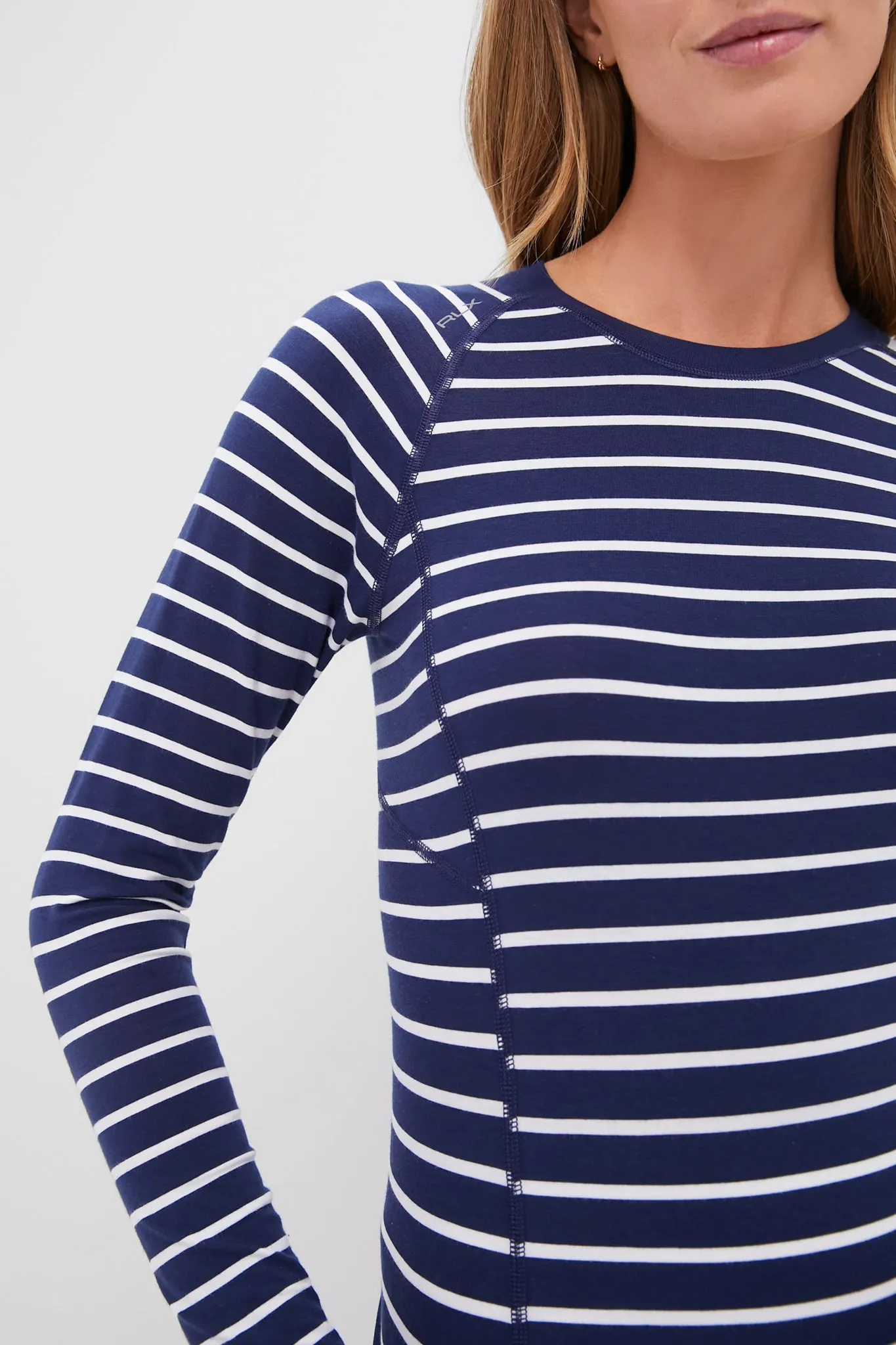 Refined Navy Long Sleeve Soft Pima Stretch Knit T Shirt