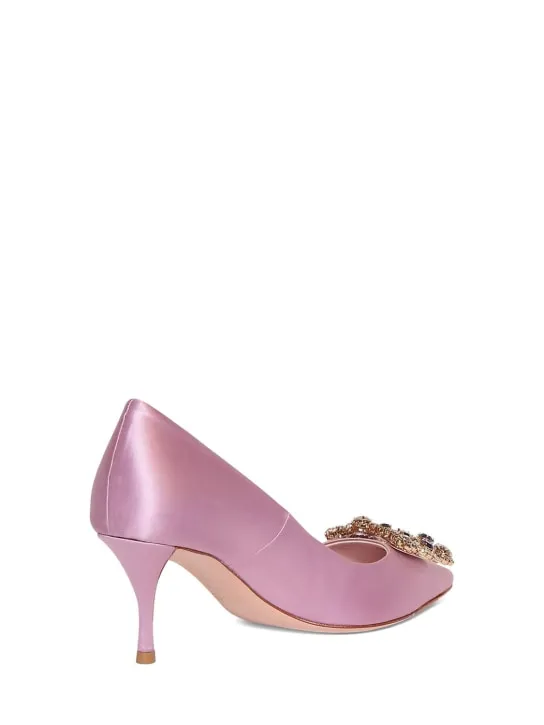 Roger Vivier   65mm Flower crystal &amp; satin pumps 