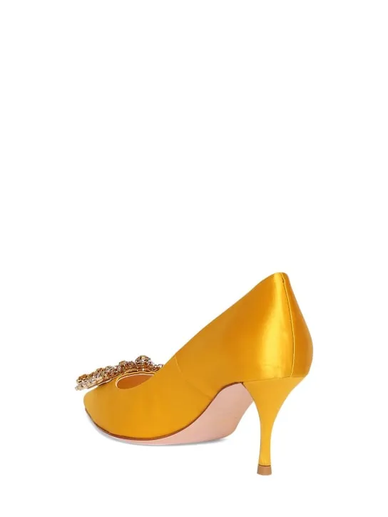 Roger Vivier   65mm Flower crystal &amp; satin pumps 