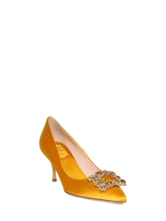 Roger Vivier   65mm Flower crystal &amp; satin pumps 