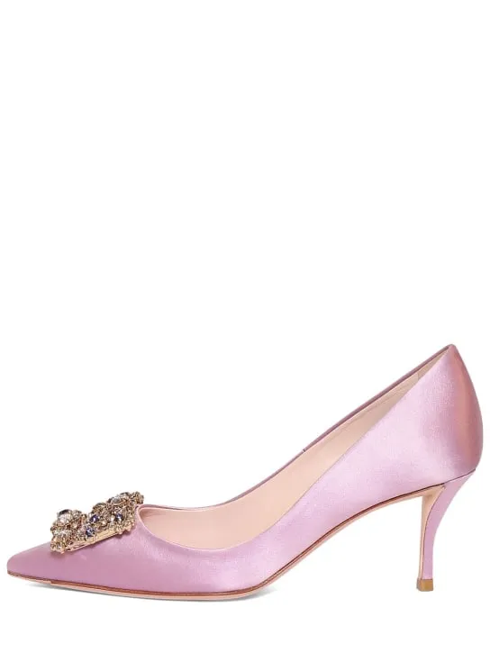 Roger Vivier   65mm Flower crystal &amp; satin pumps 