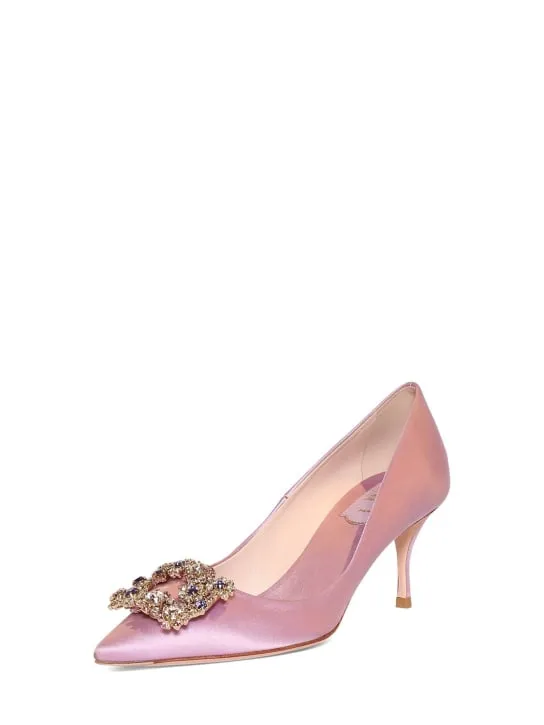 Roger Vivier   65mm Flower crystal &amp; satin pumps 