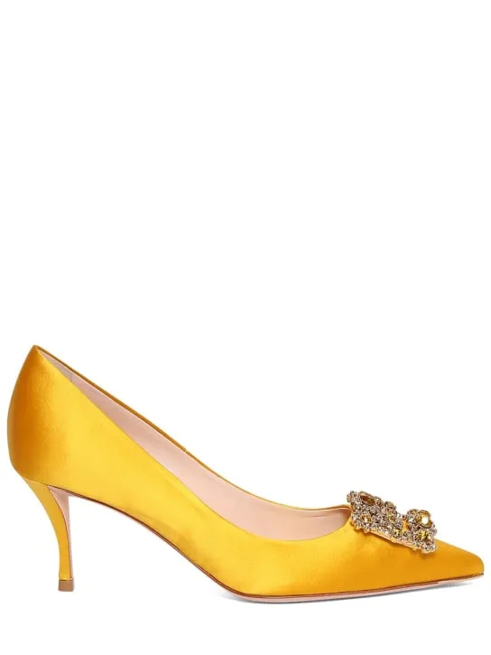 Roger Vivier   65mm Flower crystal &amp; satin pumps 