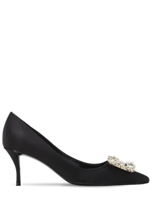 Roger Vivier   65mm Flower crystal satin pumps 