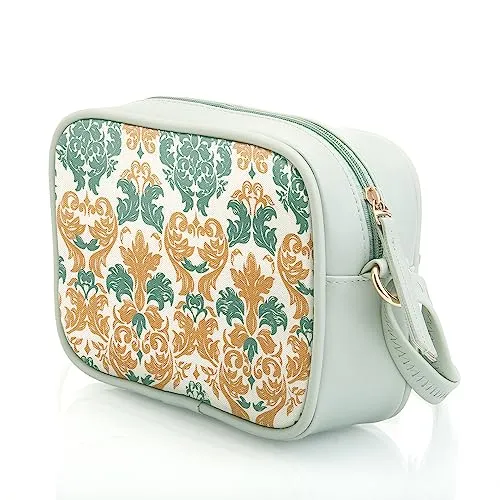 SACCI MUCCI Sling Bag for Girls/Womens Handbag | Side bag | Shoulder bag| Sling Handbag | Stylish Side Shoulder Crossbody Bags For Girls - Damask (Mint Green)