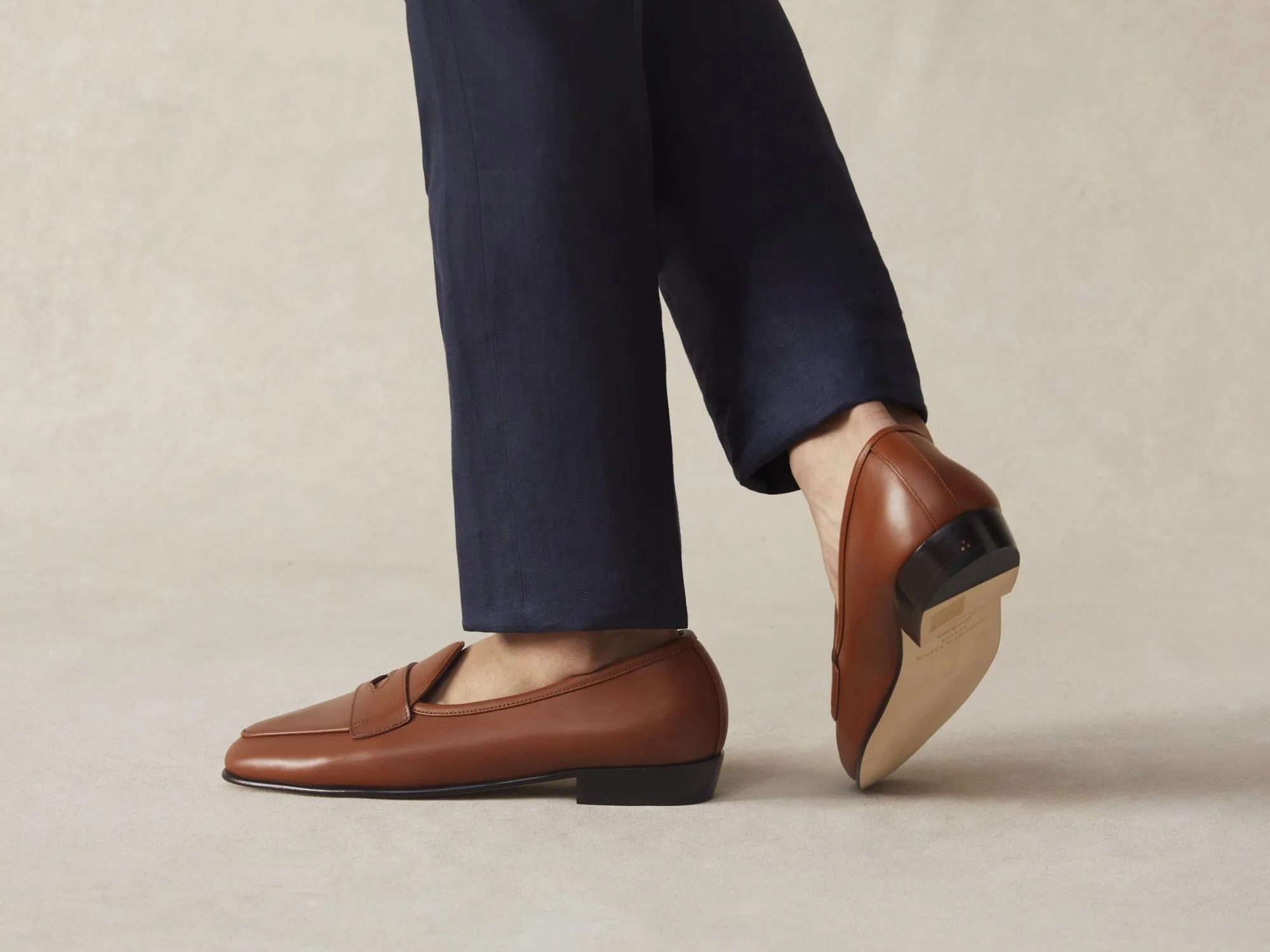 Sagan Classic Ginkgo Loafers in Tan Drape Calf