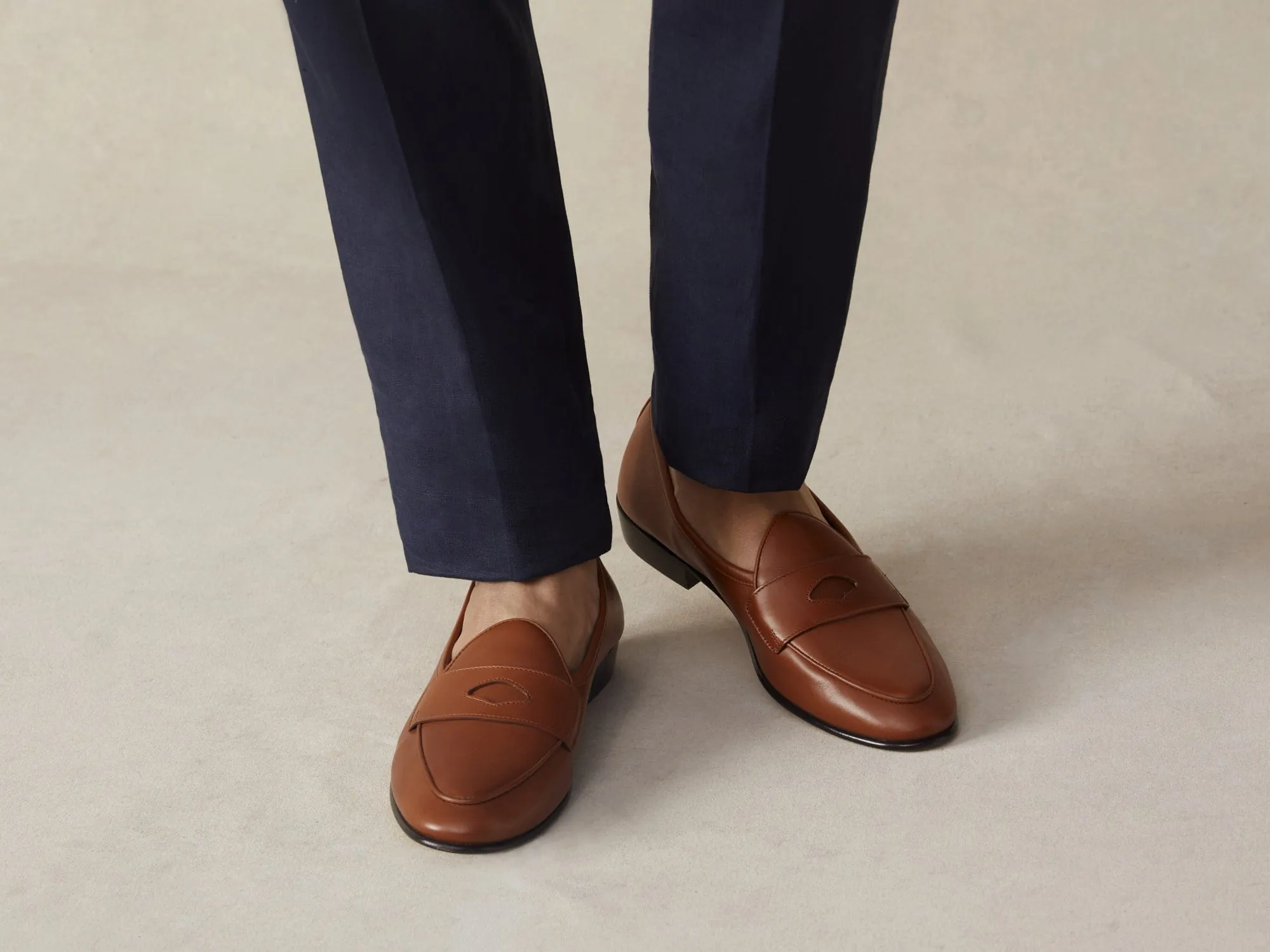 Sagan Classic Ginkgo Loafers in Tan Drape Calf