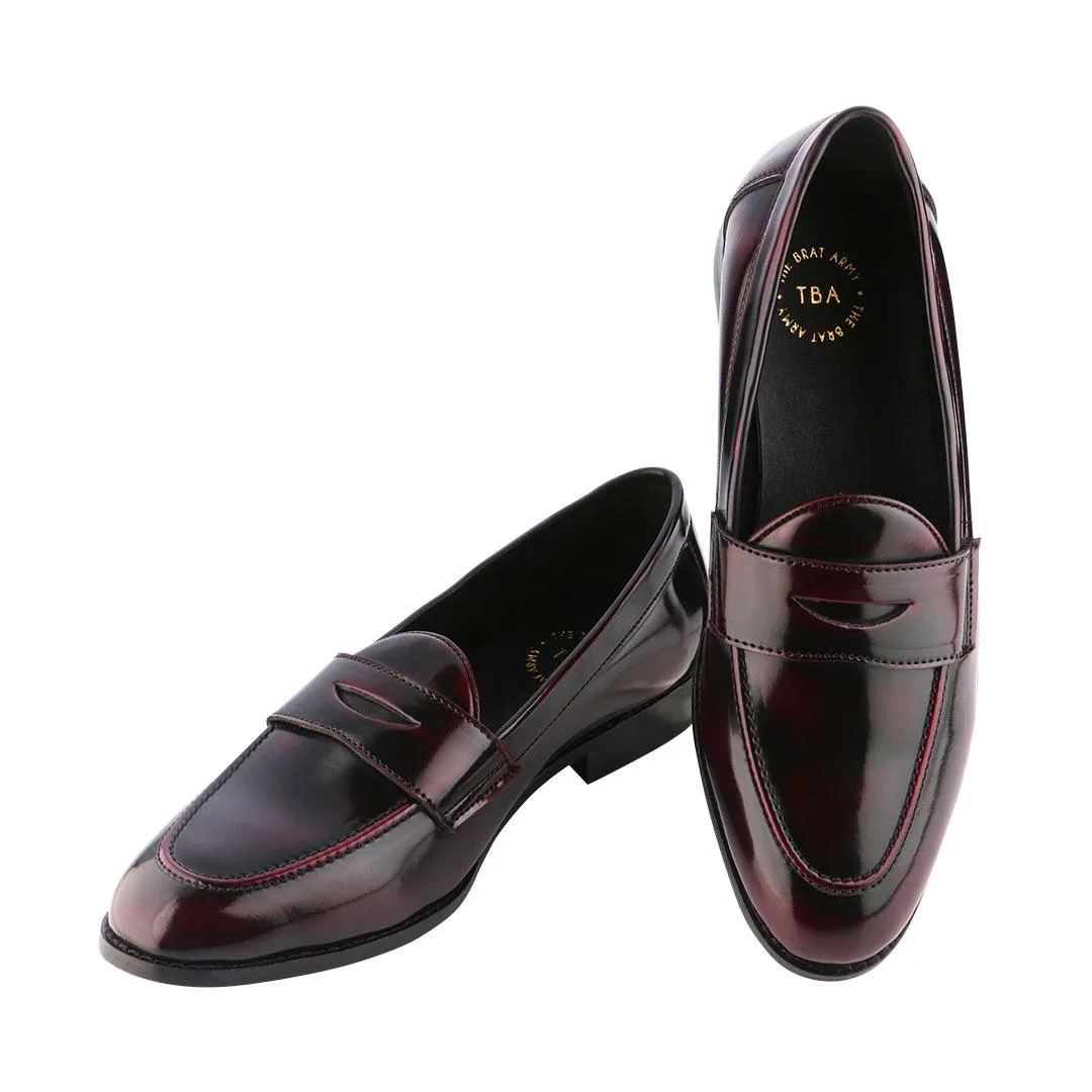 Siena Timeless Patent Cherry/Black Classic Penny Loafers