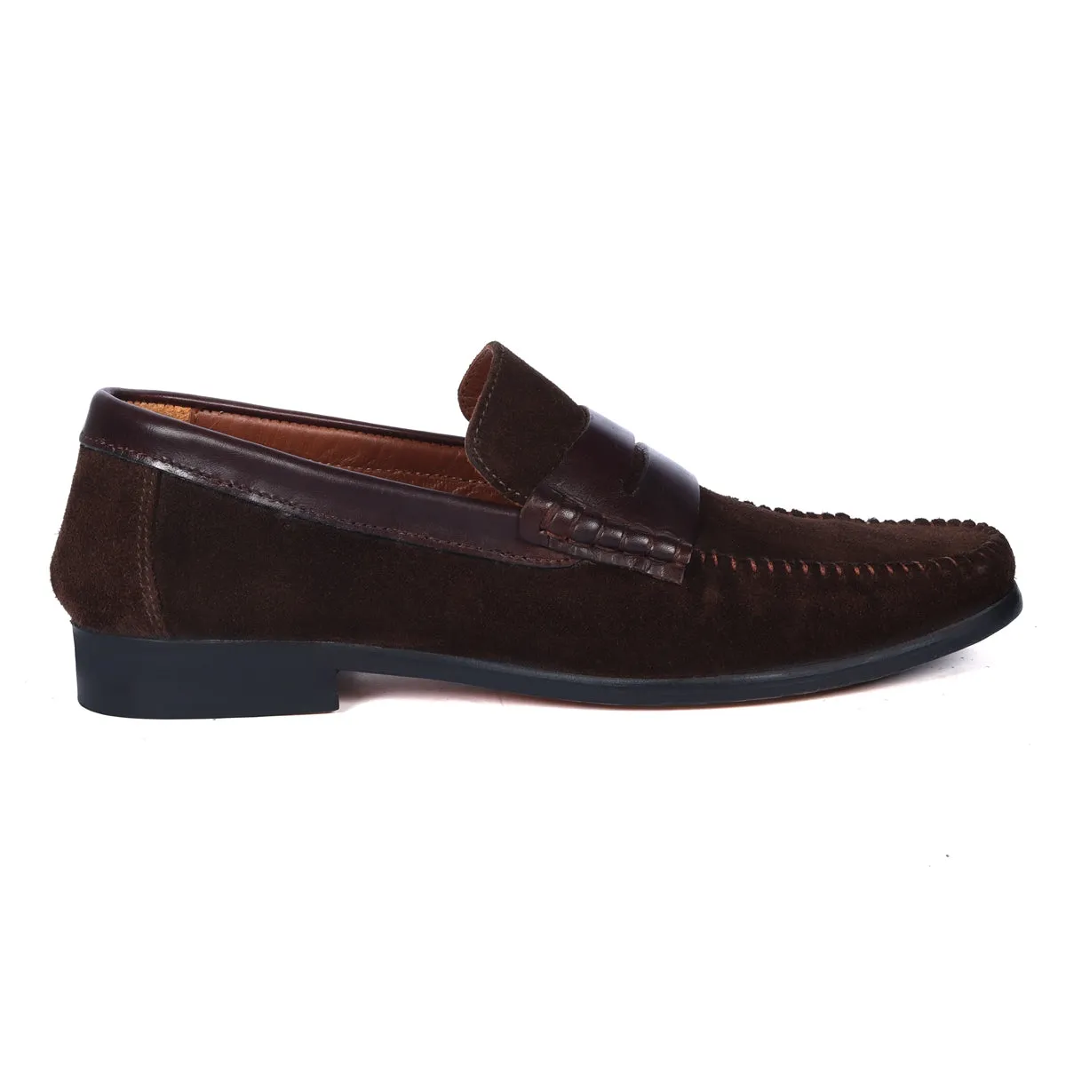 Silhouette Broad Loafers in Dark Brown Suede Leather