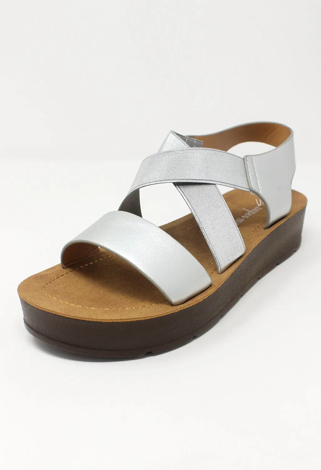 Silver Cross-strap Sandal