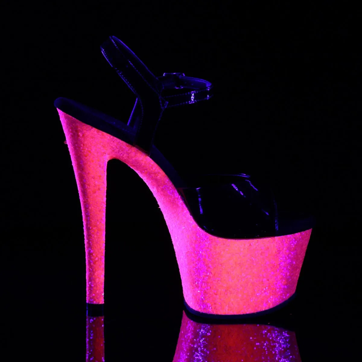 SKY-309UVLG Black Patent/Neon Hot Pink Glitter