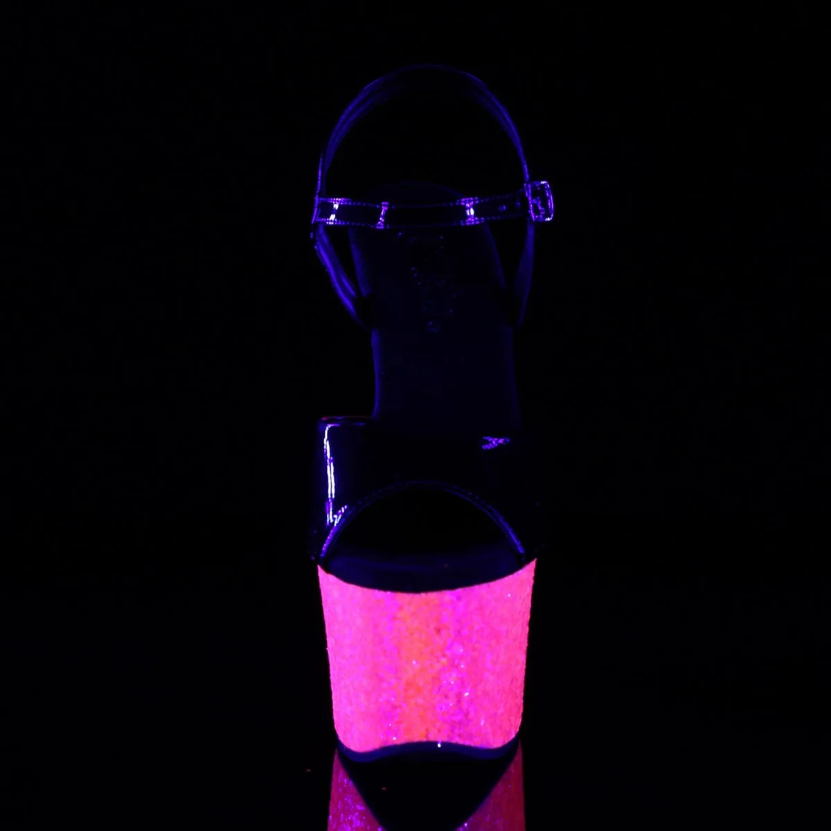 SKY-309UVLG Black Patent/Neon Hot Pink Glitter