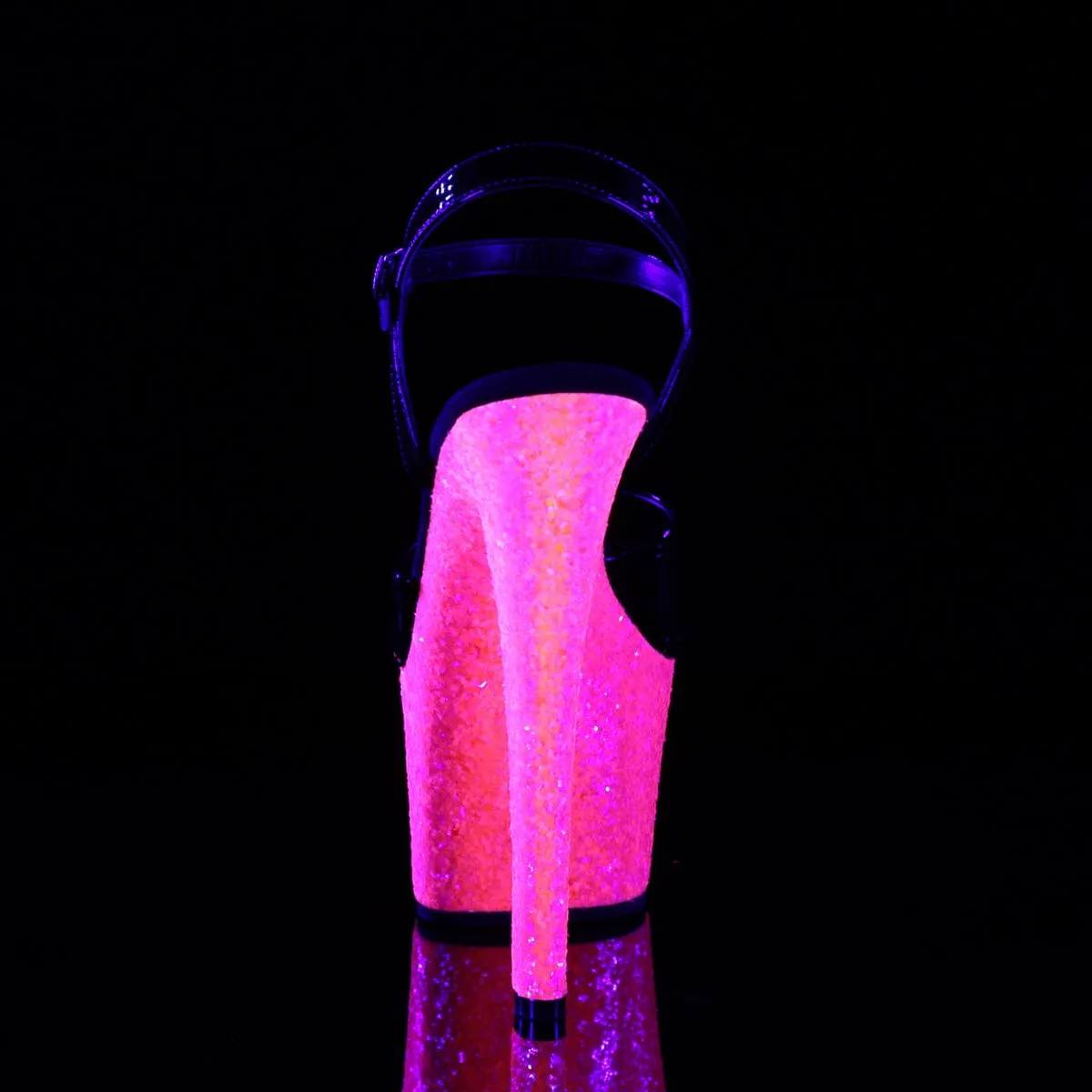 SKY-309UVLG Black Patent/Neon Hot Pink Glitter