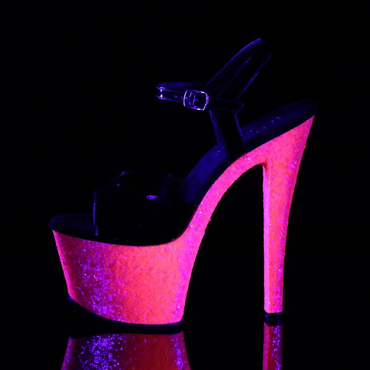 SKY-309UVLG Black Patent/Neon Hot Pink Glitter