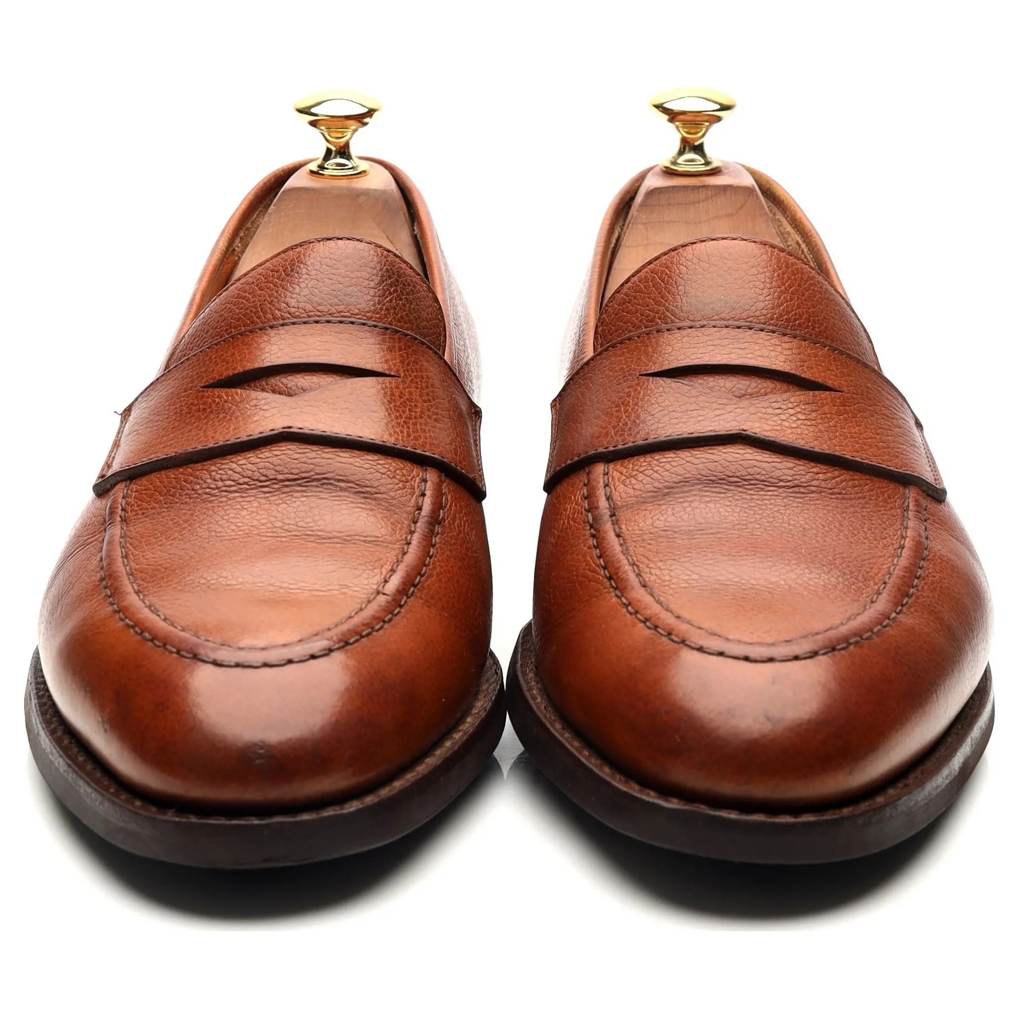 'Stoke' Tan Brown Leather Penny Loafers UK 9 EE