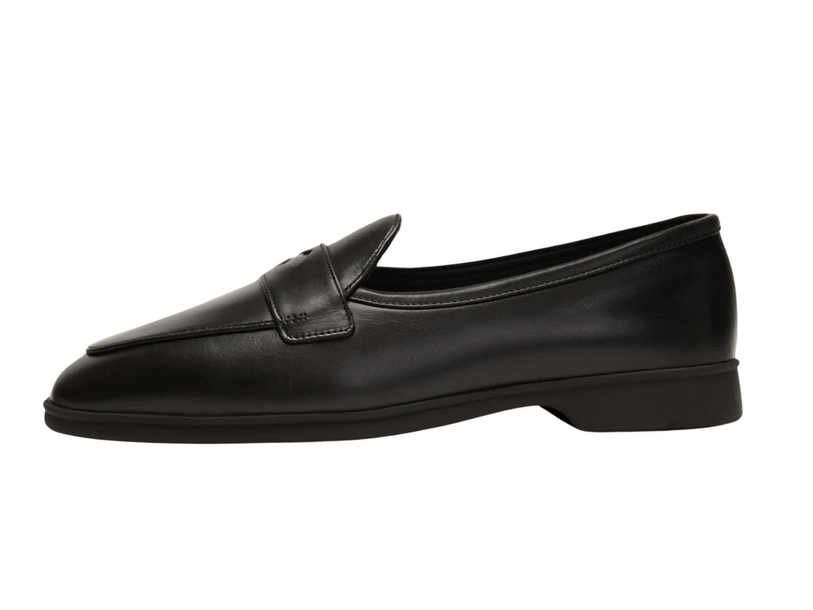 Stride Penny Loafers in Black Milled Calf