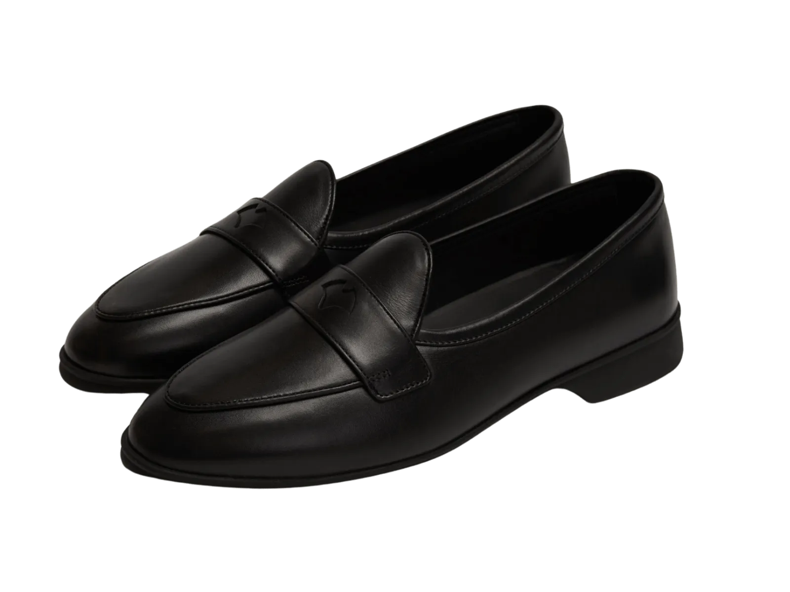 Stride Penny Loafers in Black Milled Calf