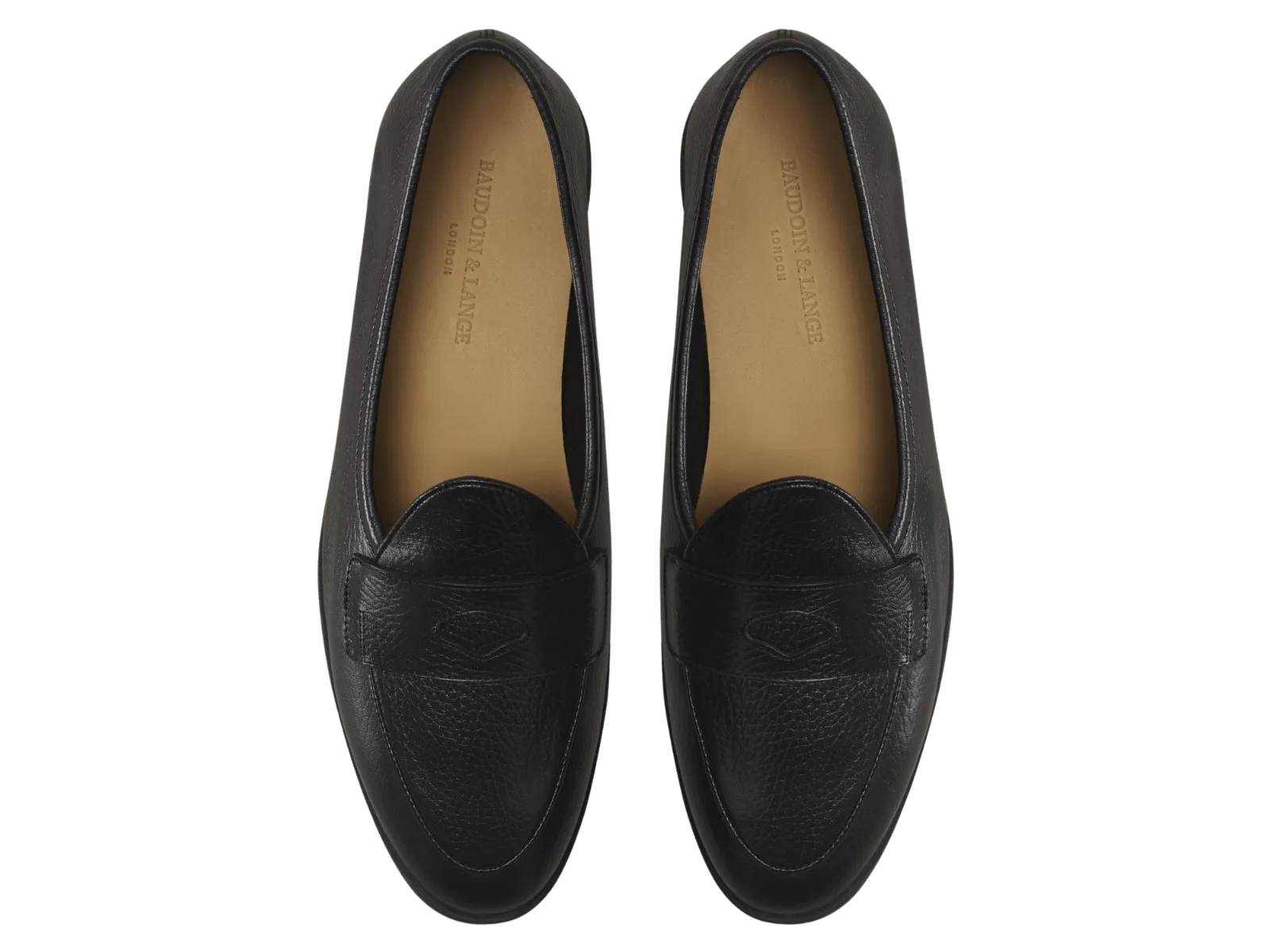 Stride Penny Loafers in Black Moorland Calf