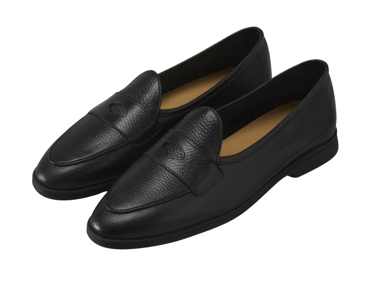 Stride Penny Loafers in Black Moorland Calf