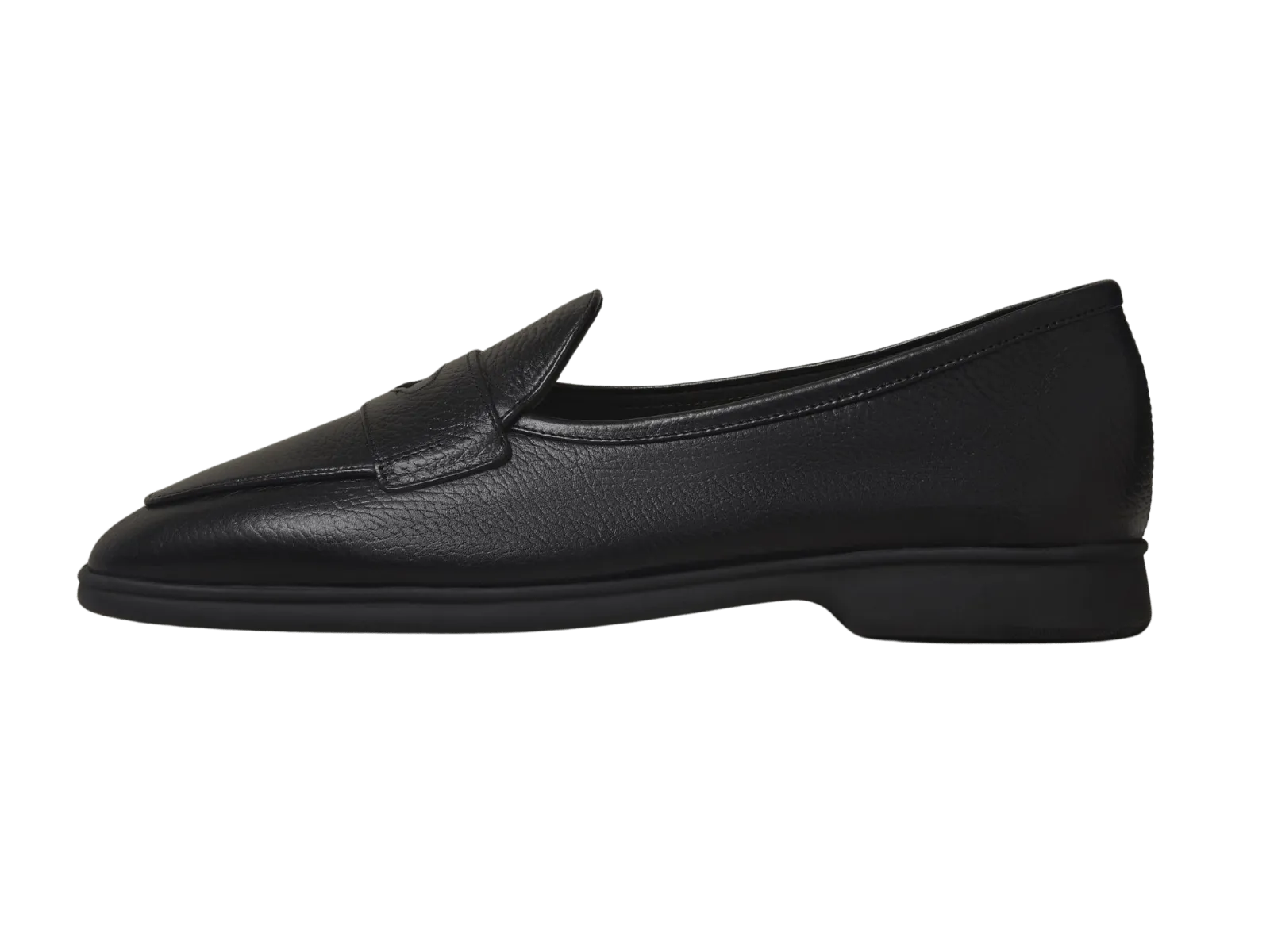 Stride Penny Loafers in Black Moorland Calf