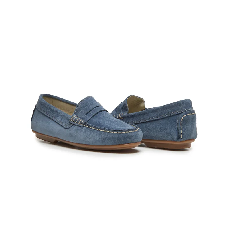 Suede Penny Loafers in Blue by childrenchic