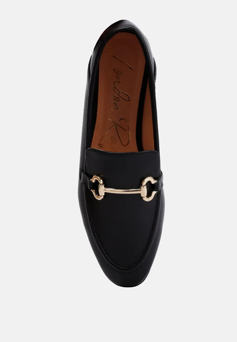 Talula Horsebit Embellished Faux Leather Loafers