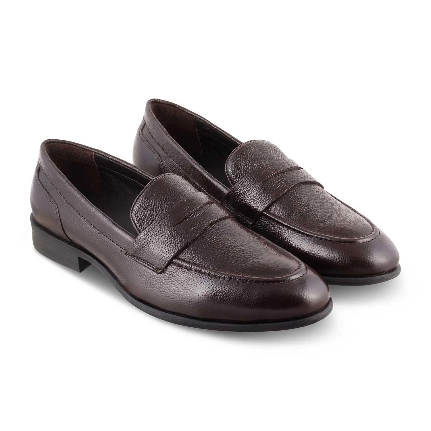 The Paris Brown Men's Leather Penny Loafers Tresmode