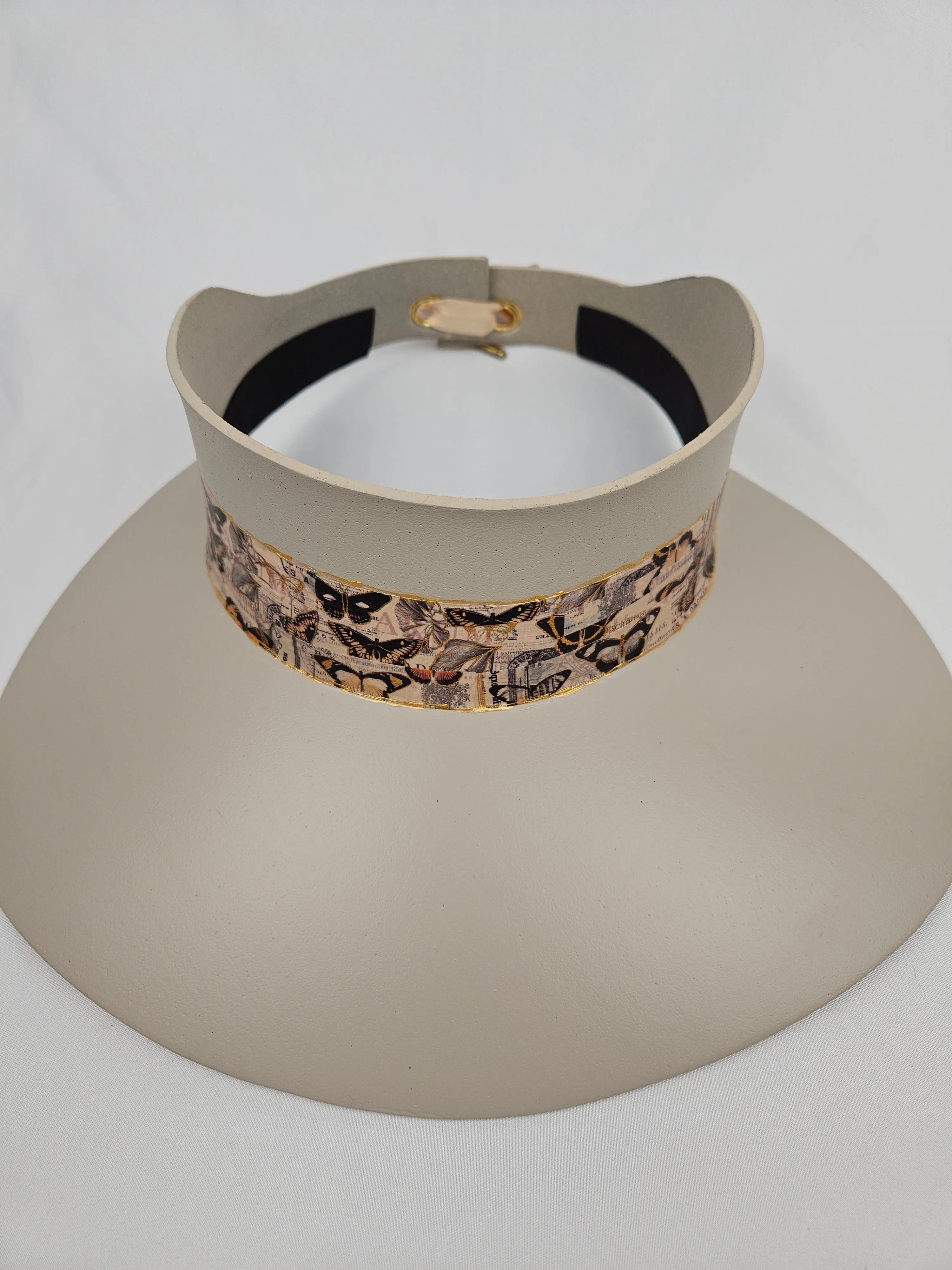 Truly Taupe "LadyEVA" Visor Hat with Pink Butterfly Band