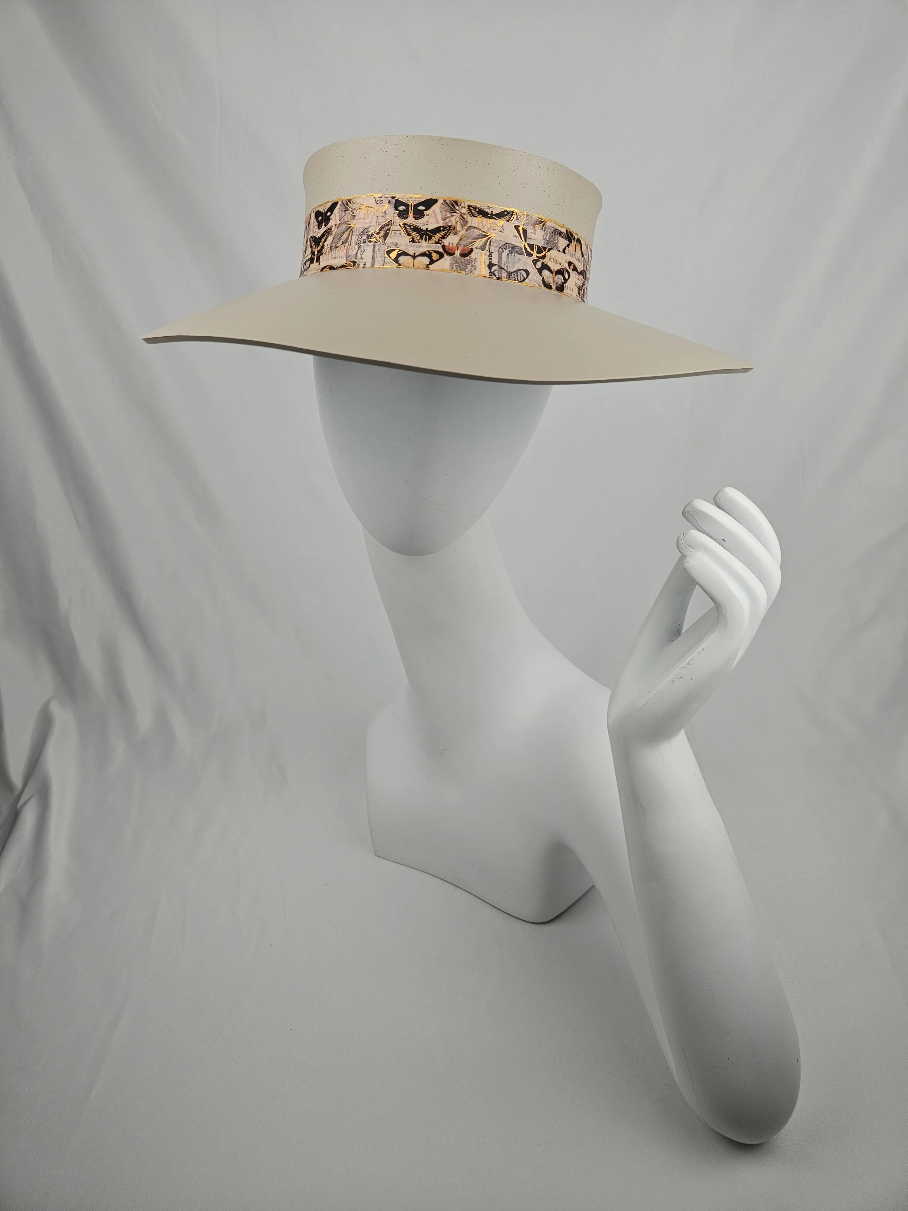 Truly Taupe "LadyEVA" Visor Hat with Pink Butterfly Band