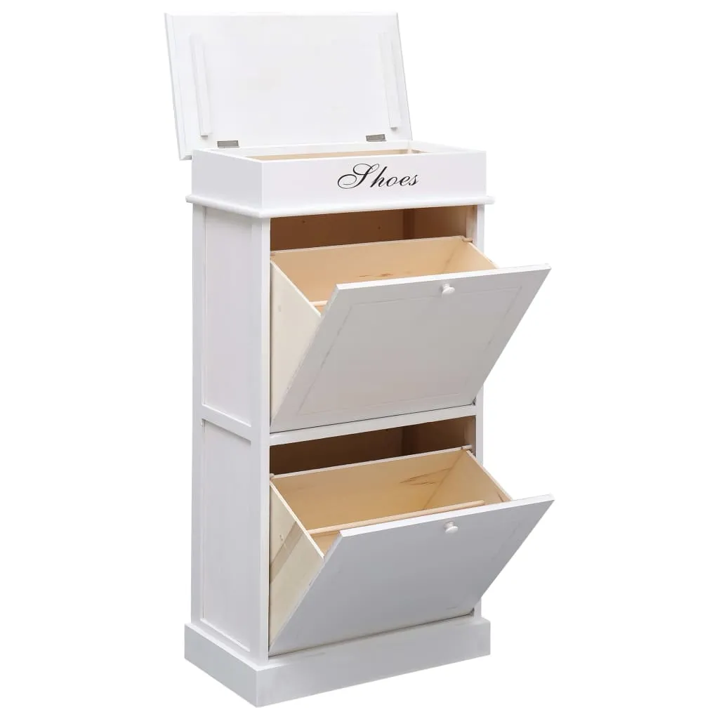 vidaXL Shoe Cabinet White 50x28x98 cm Paulownia Wood