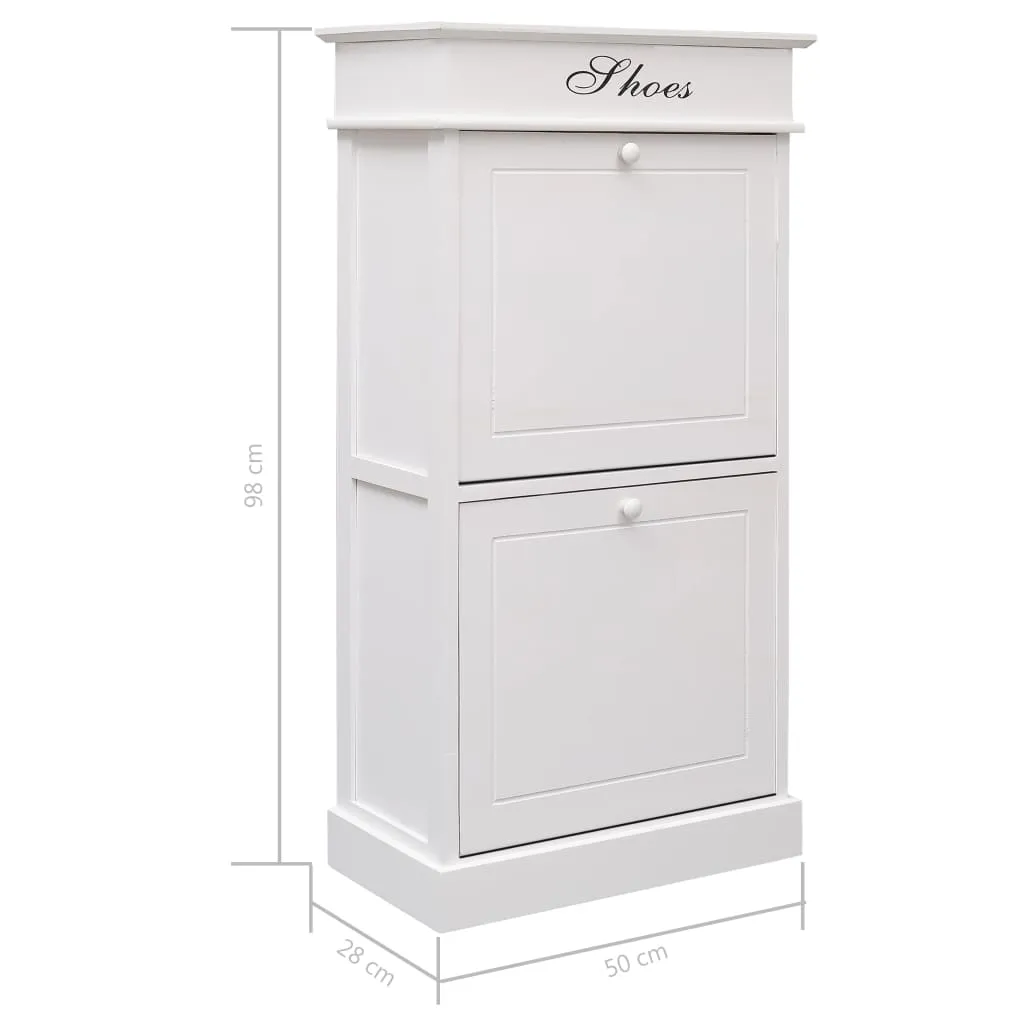 vidaXL Shoe Cabinet White 50x28x98 cm Paulownia Wood