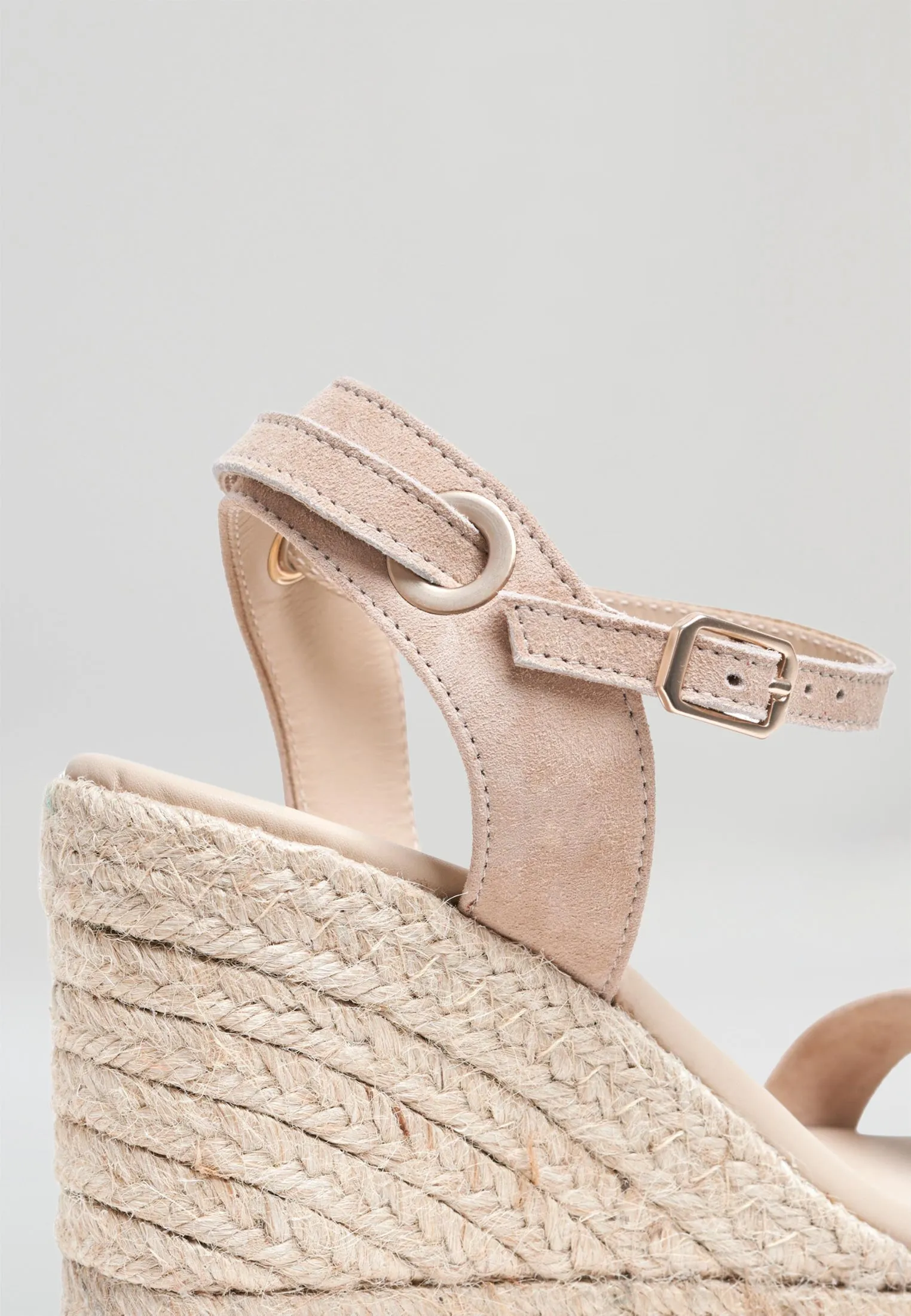 Wedge Sandals - Beige Suede