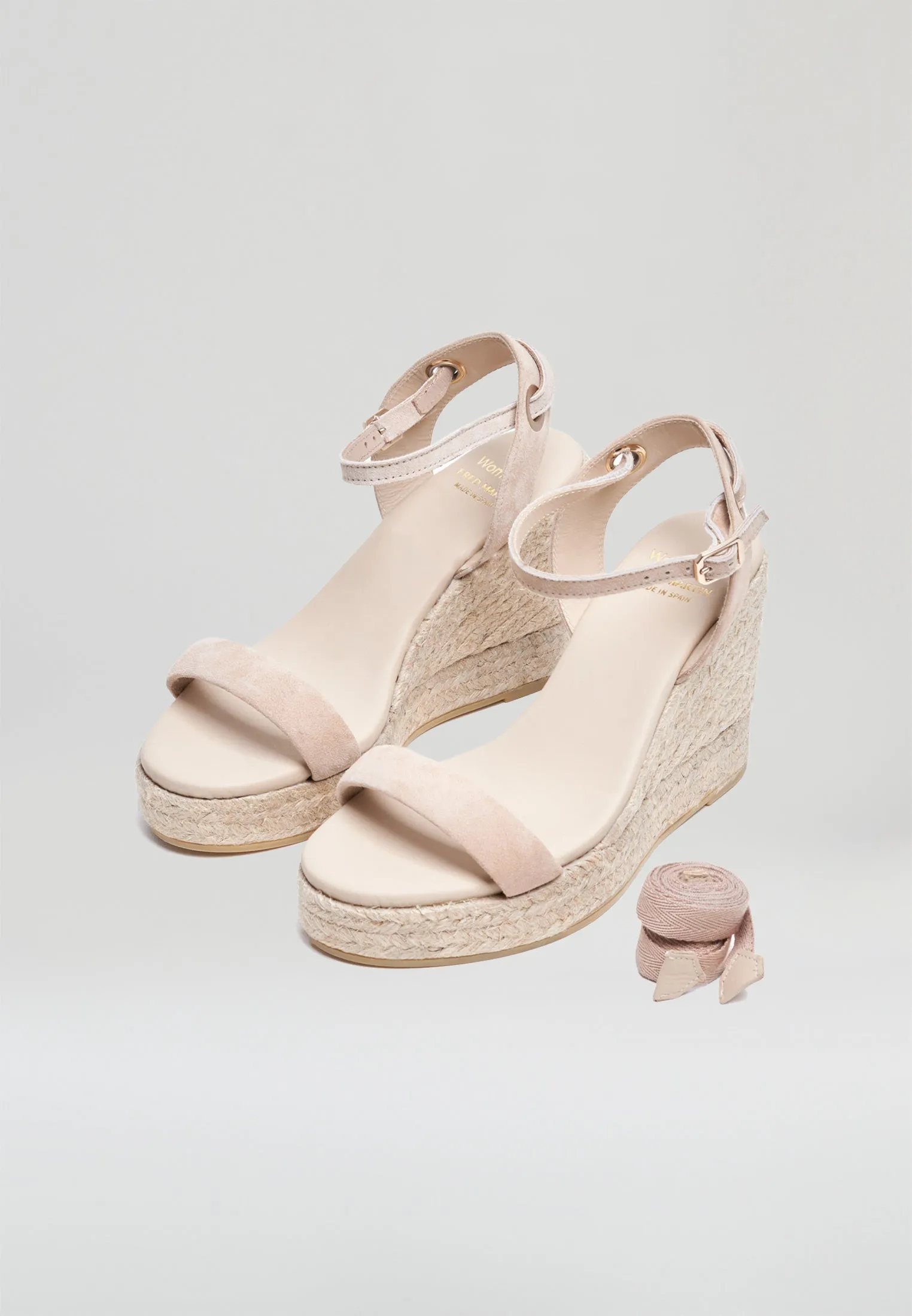 Wedge Sandals - Beige Suede