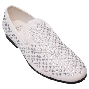 White and Sliver Royal Men’s Fashion Design Slip-on Loafer Shoes